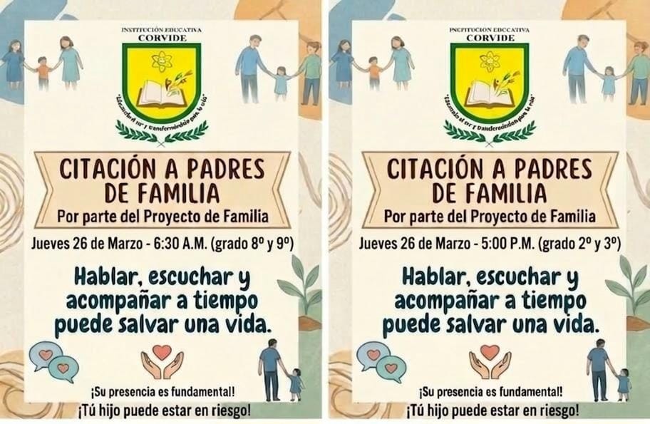 Invitación Escuela de Padres, Madres y Cuidadores